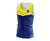 Custom Singlet Blue, White & Yellow Stripe